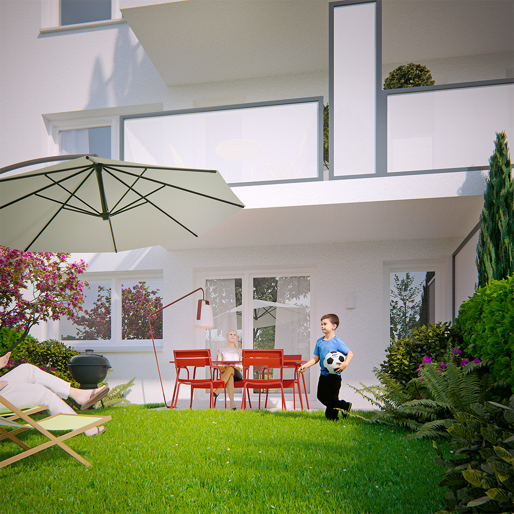 création illustration 3D résidence cocoon